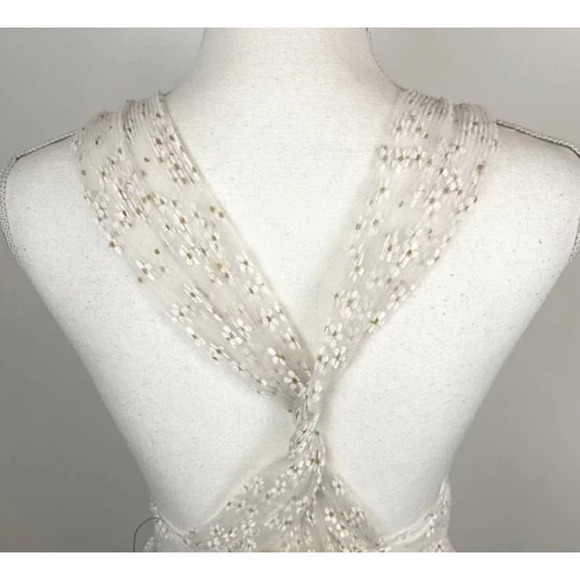 Lulus Daisy Floral Tulle Twist Back Skater Mini Dress White* Size Small WD29 - Picture 7 of 13